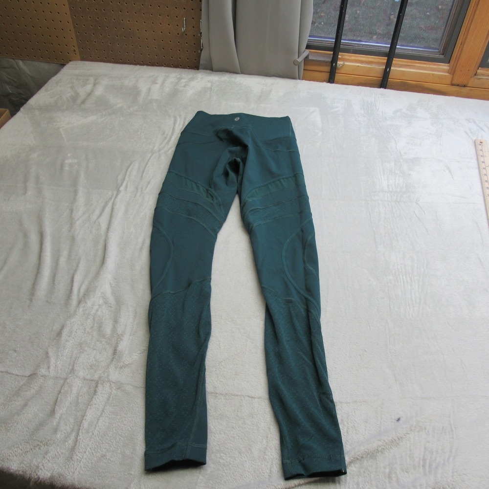 Lululemon Leggings Womens 4 Green Pull-On Wunder Under High-Rise Tight Mesh 28"